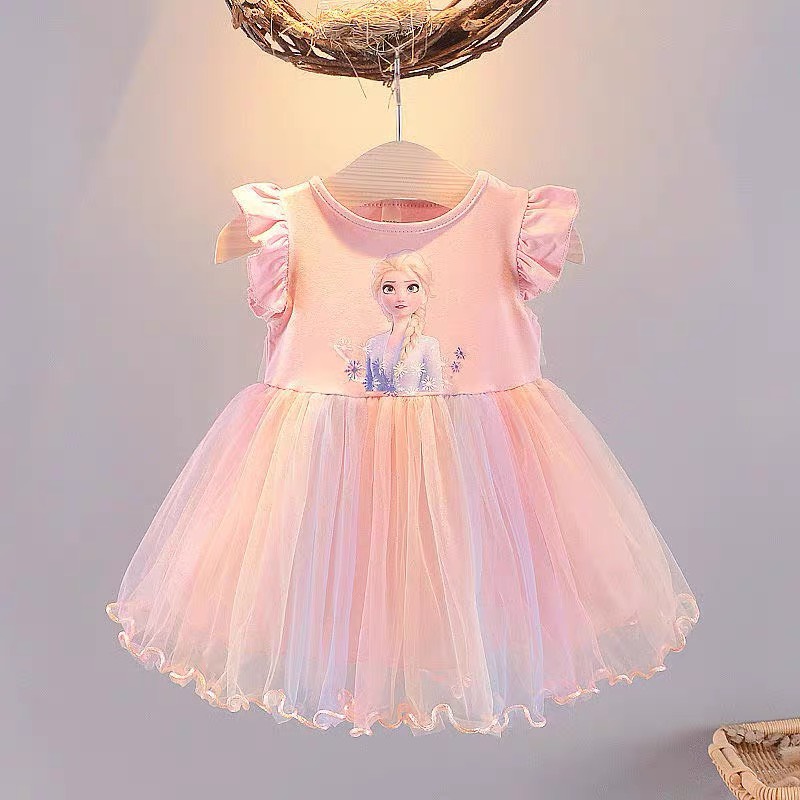 Váy xinh công chúa Elsa cho bé gái - Đầm công chúa chất liệu cotton cao cấp