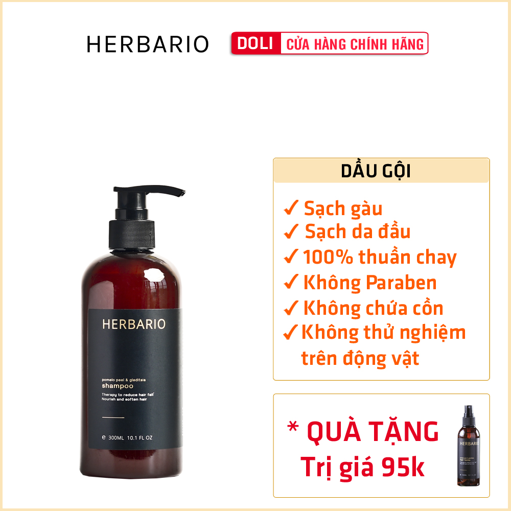 [HCM]Dầu gội vỏ bưởi và bồ kết Herbario 300ml giải pháp dành cho tóc rụng giảm rụng tóc phục hồi tóc giúp tóc mọc nhanh làm dài và dày tóc