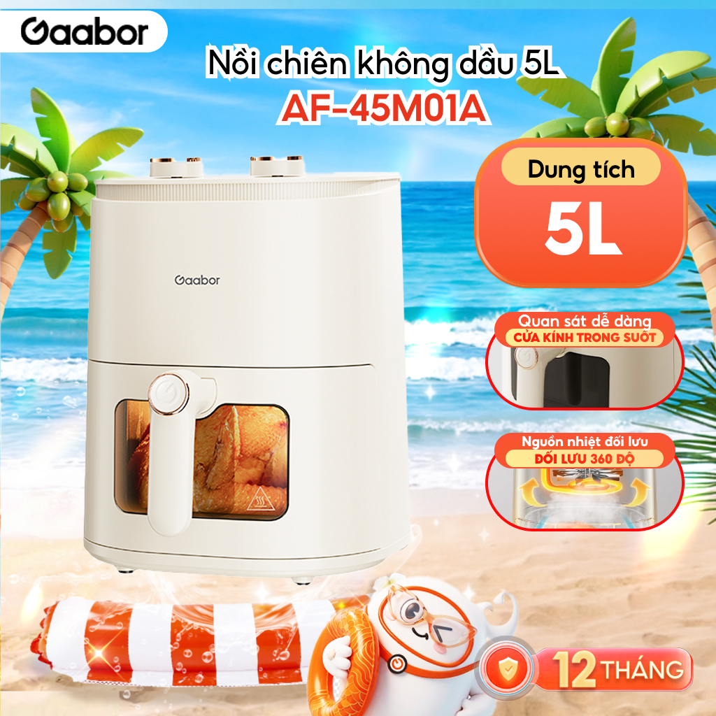 Nồi chiên không dầu dung tích 5L màu Pastel Gaabor AF-45M01A chiên gà 1.8kg chín đều thức ăn - Bảo hành 12 tháng 1 đổi 1