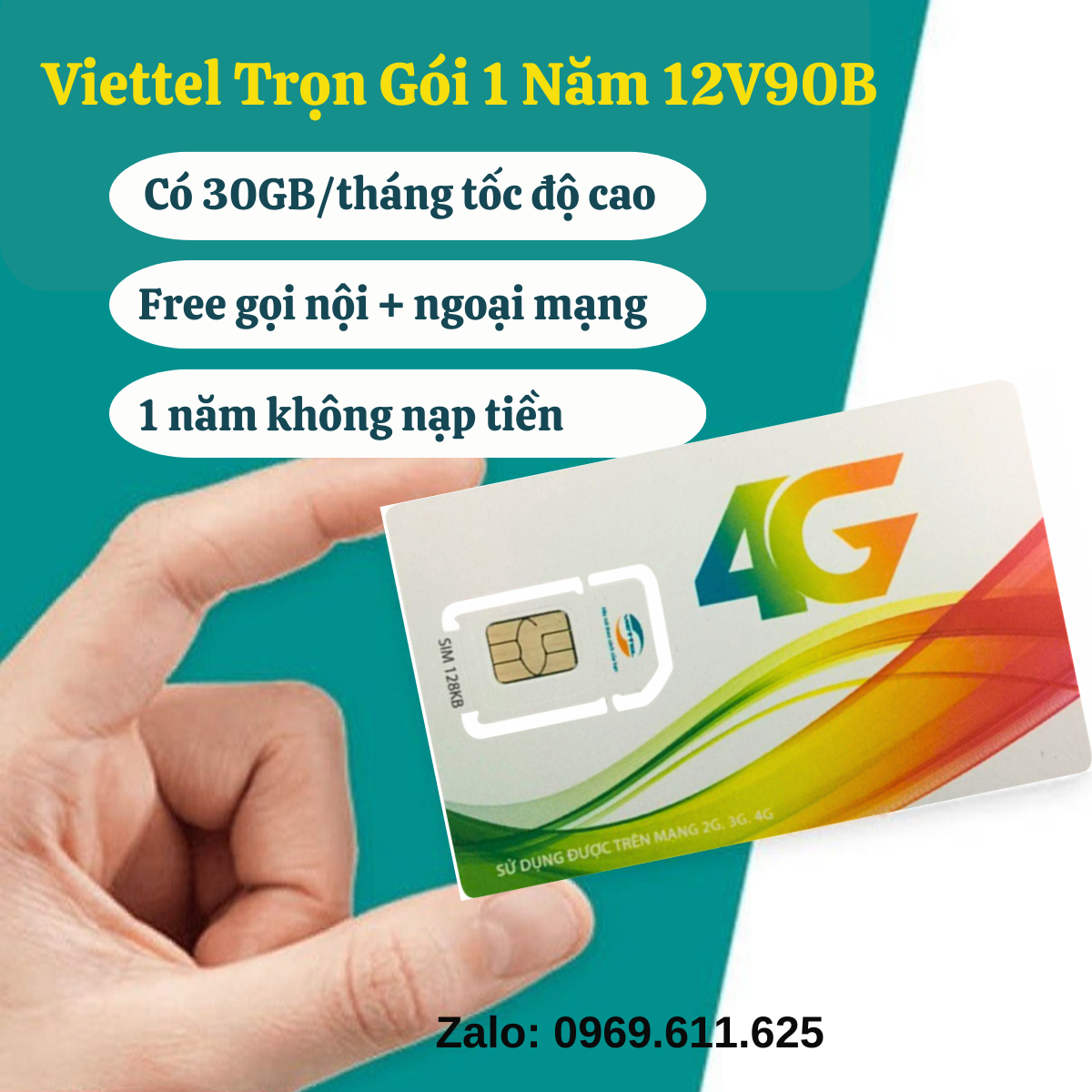Sim 4G trọn gói 1 năm Viettel 4G 12V90B Sim Data 1GB/ngày - Sim Dùng Toàn Quốc Miễn Phí Nội Mạng Dưới 10p và 30p Ngoại Mạng - FREESHIP - CHƯA KÍCH HOẠT.