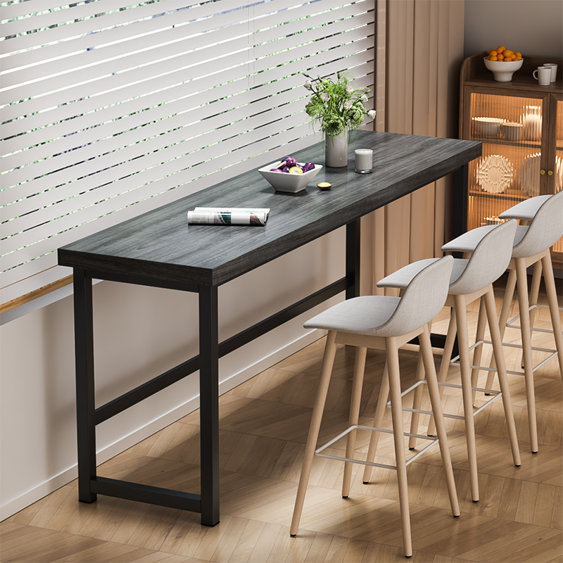 Bàn cafe mặt gỗ dày 25mm, Bàn quầy Bar decor chân thép sơn tĩnh điện - GM89