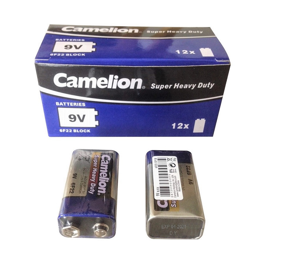 Pin vuông 9v camelion 6f22 hộp 12 viên pin khối