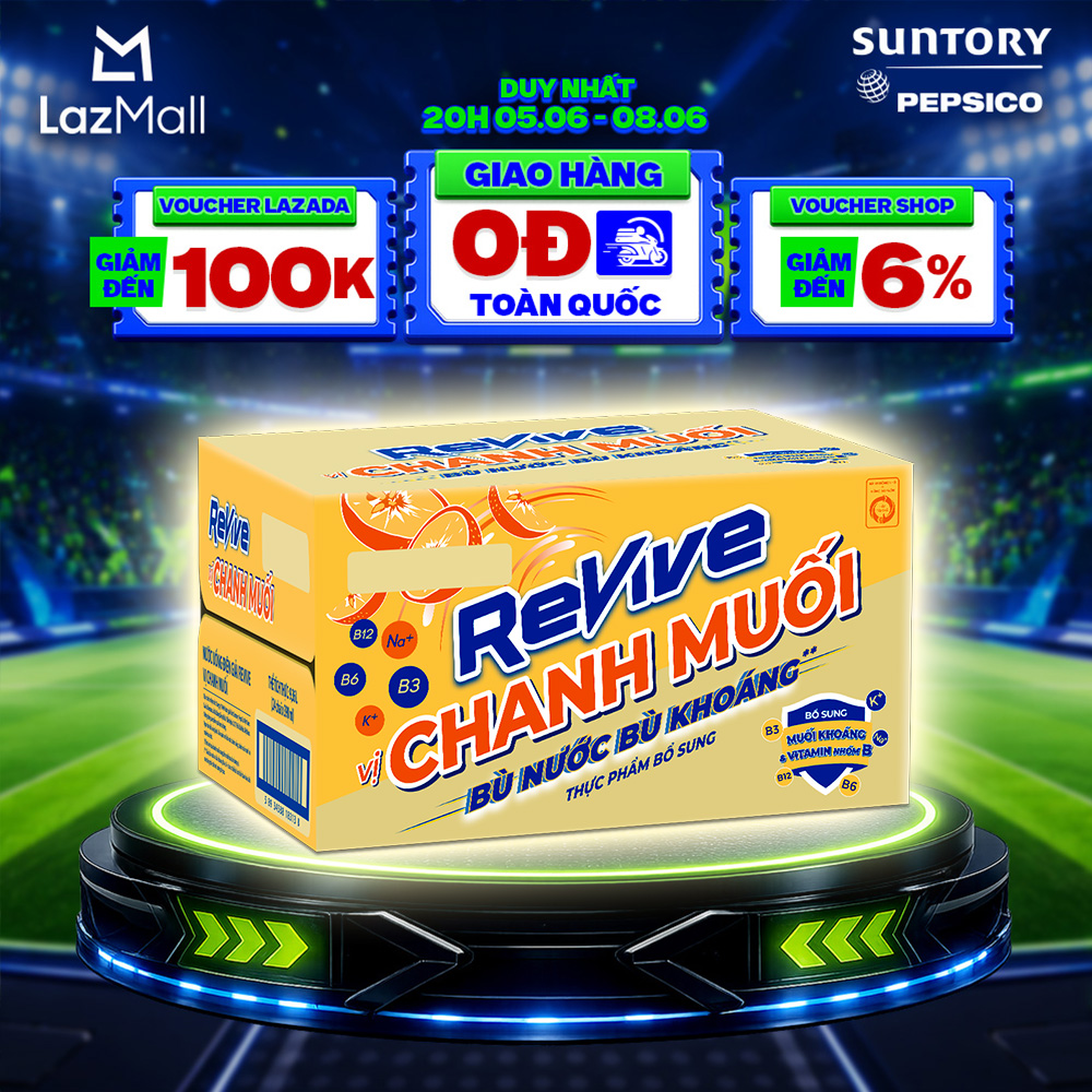 [SALE 6.6] Thùng 24 Chai Nước Điện Giải Thể Thao Revive Chanh Muối (390ml/chai)