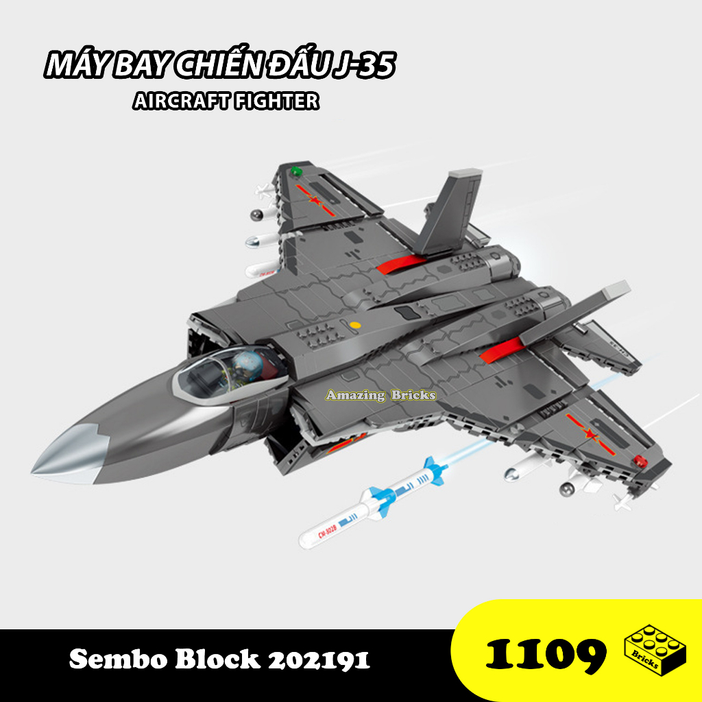 Đồ chơi Lắp ráp Máy bay chiến đấu J-35, Sembo Block 202191 Aircraft Fighter