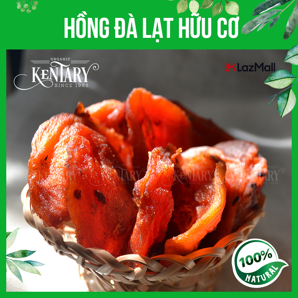 Hồng lát sấy dẻo không đường Kentary túi 200gr, mềm dẻo ngọt đậm đà không chất bảo quản giúp đẹp da, giảm cân - đồ ăn vặt (HỒNG ĐÃ LÊN PHẤN MÀU TRẮNG)