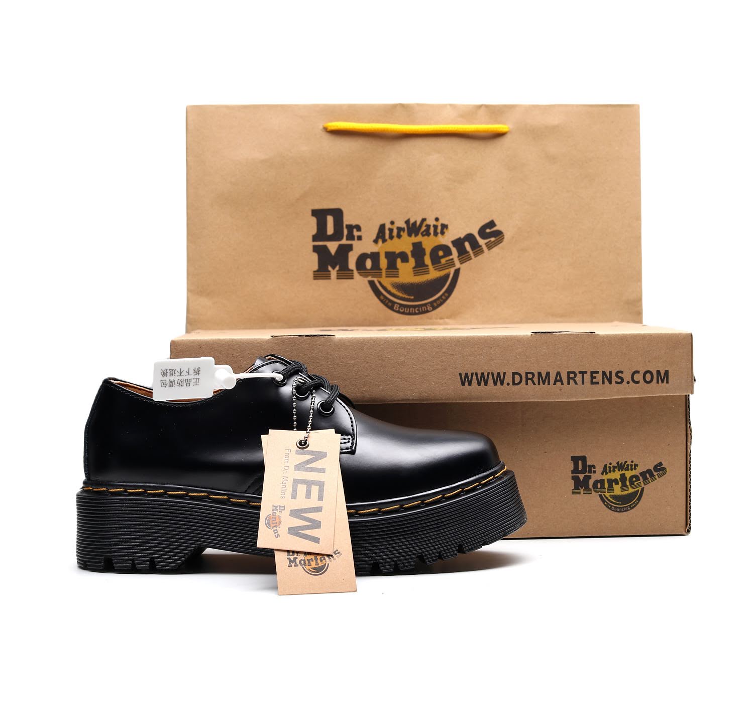 Sẵn size 34,36,38 Giày oxford buộc dây đế cao - giày dr marten cổ thấp đế 4.5cm