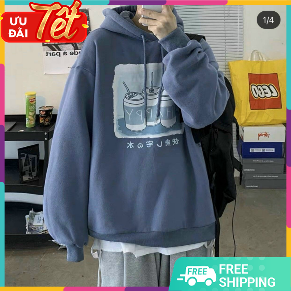 ÁO HOODIE UNISEX FORM RỘNG TAY PHÒNG IN HÌNH LON NƯỚC CỰC KỲ ĐỘC ĐÁO, ÁO KHOÁC HOODIE NAM NỮ CHỐNG NẮNG HÚT ẨM