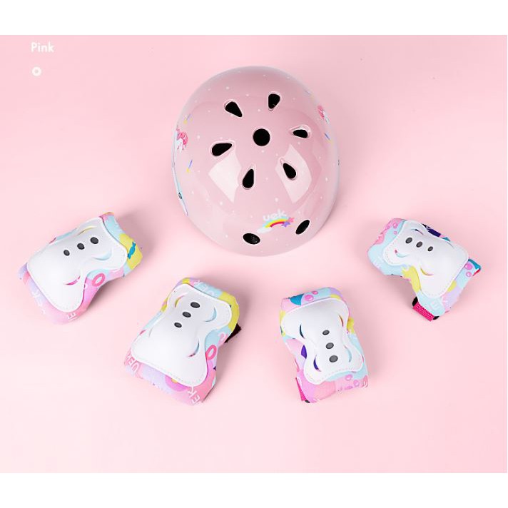 Combo mũ bảo hiểm và set bảo vệ tay chân cho bé trai bé gái đi xe đạp, xe thăng bằng, trượt scooter,patin UEK