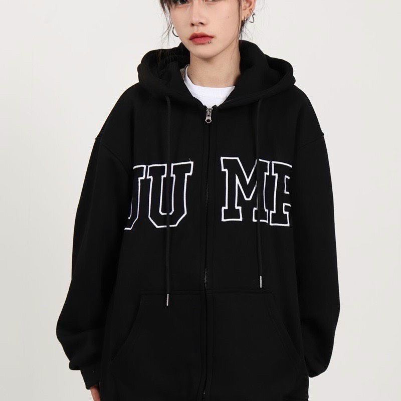 Áo khoác nữ Hoodie form rộng Khóa Dây Kéo Chất Liệu Thun NỈ Ngoại JUMP - tp479