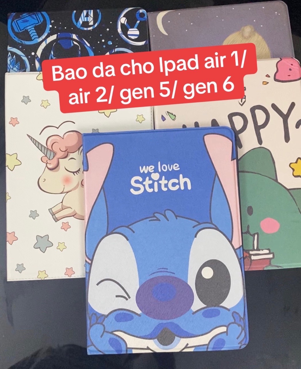 Bao da từ tính tích hợp chân đế, tắt mở cảm ứng cho máy tính bảng ipad air 1, air 2, gen 5, gen 6