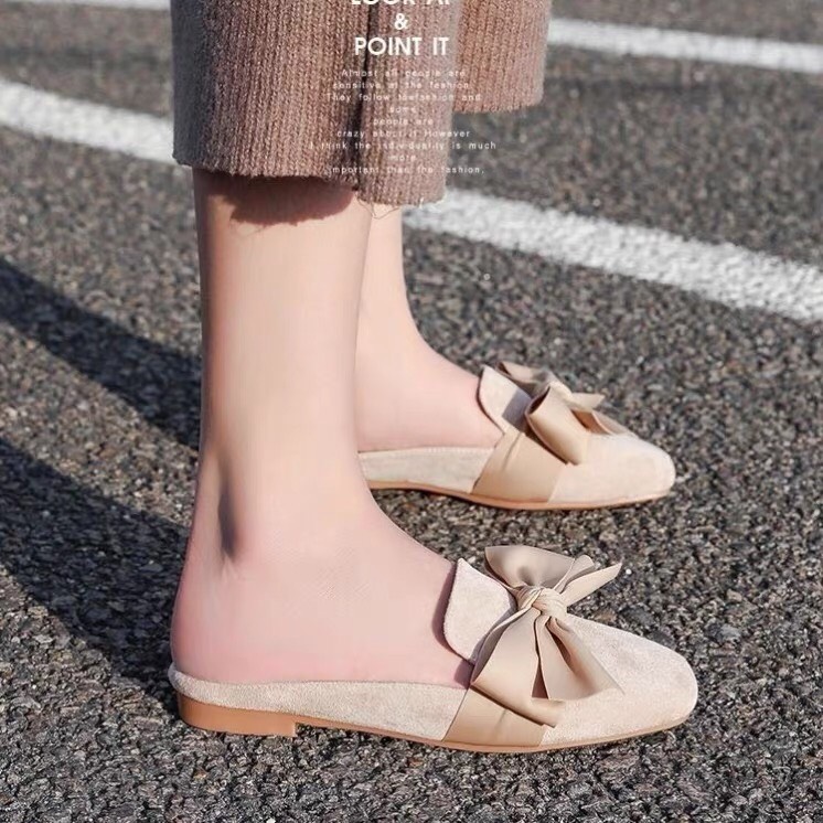 Hoàn tiền 15% Giày Sục nơ nữ Da Lộn, giày sục nữ, giày sục da lộn YOYO SHOP
