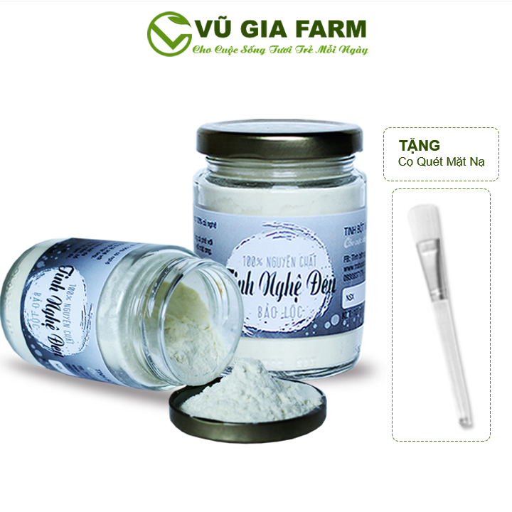 Combo 2 Tinh Nghệ Đen Nguyên Chất Bảo Lộc Vũ Gia (100g/hũ) + Tặng Cọ Quét Mặt Nạ - Uống đẹp da, trắng da, đắp mặt dưỡng da hiệu quả - Đã được kiểm nghiệm y tế