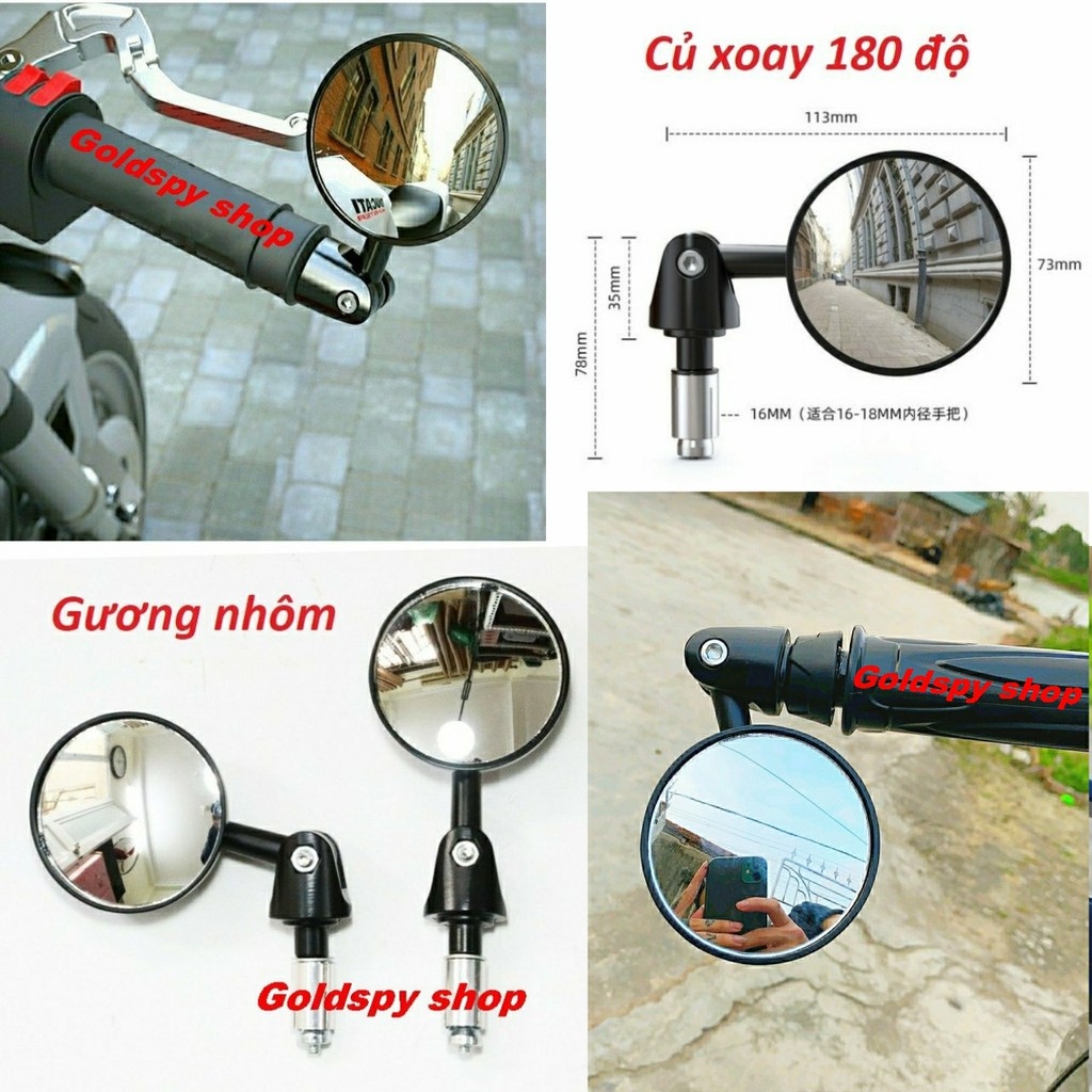 Gương gù tay lái nhôm mặt kính tròn