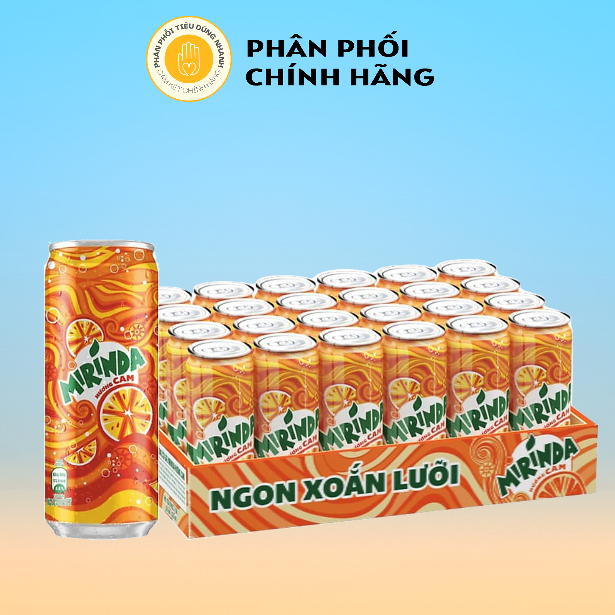 Thùng 24 lon nước ngọt giải khát có gas mirinda vị cam 320ml/lon