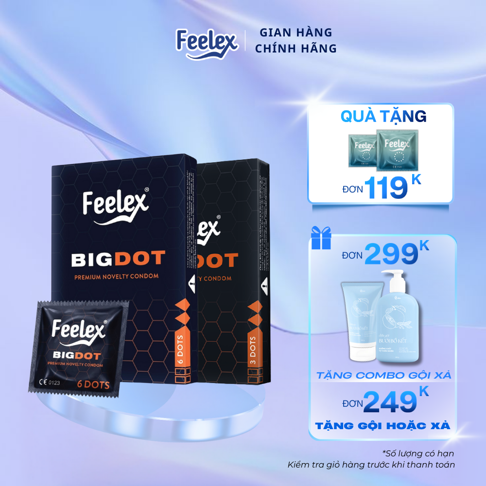 Bao cao su Feelex Bigdot có bi to nhiều gel bôi trơn
