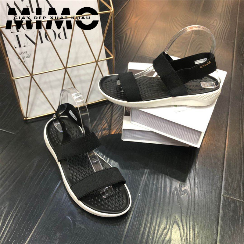 Sandal nữ, Sandal Cross Literide đen đế trắng, Sandal quai ngang cổ chun, Xăng đan đế bằng, Sandal thời trang, Sandal đi làm đi chơi siêu êm mềm nhẹ, bền đẹp, chống trơn trượt cho nữ