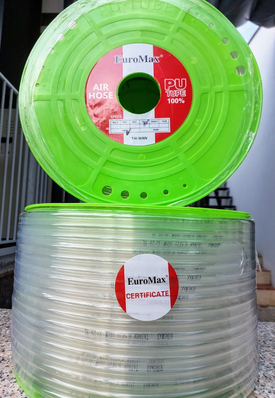 5 met dây hơi PU khí nén EuroMax, ống dây hơi khí nén 5x8mm, 6.5x10mm