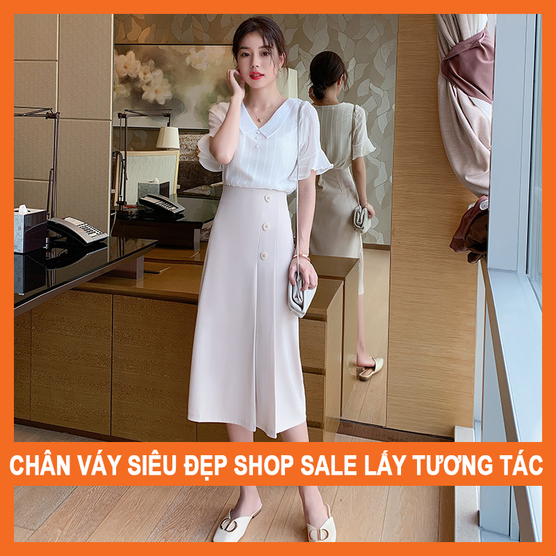 Chân Váy Dài Xếp Ly lệch tà Madela dáng Chữ A phong cách công sở- CVLD07