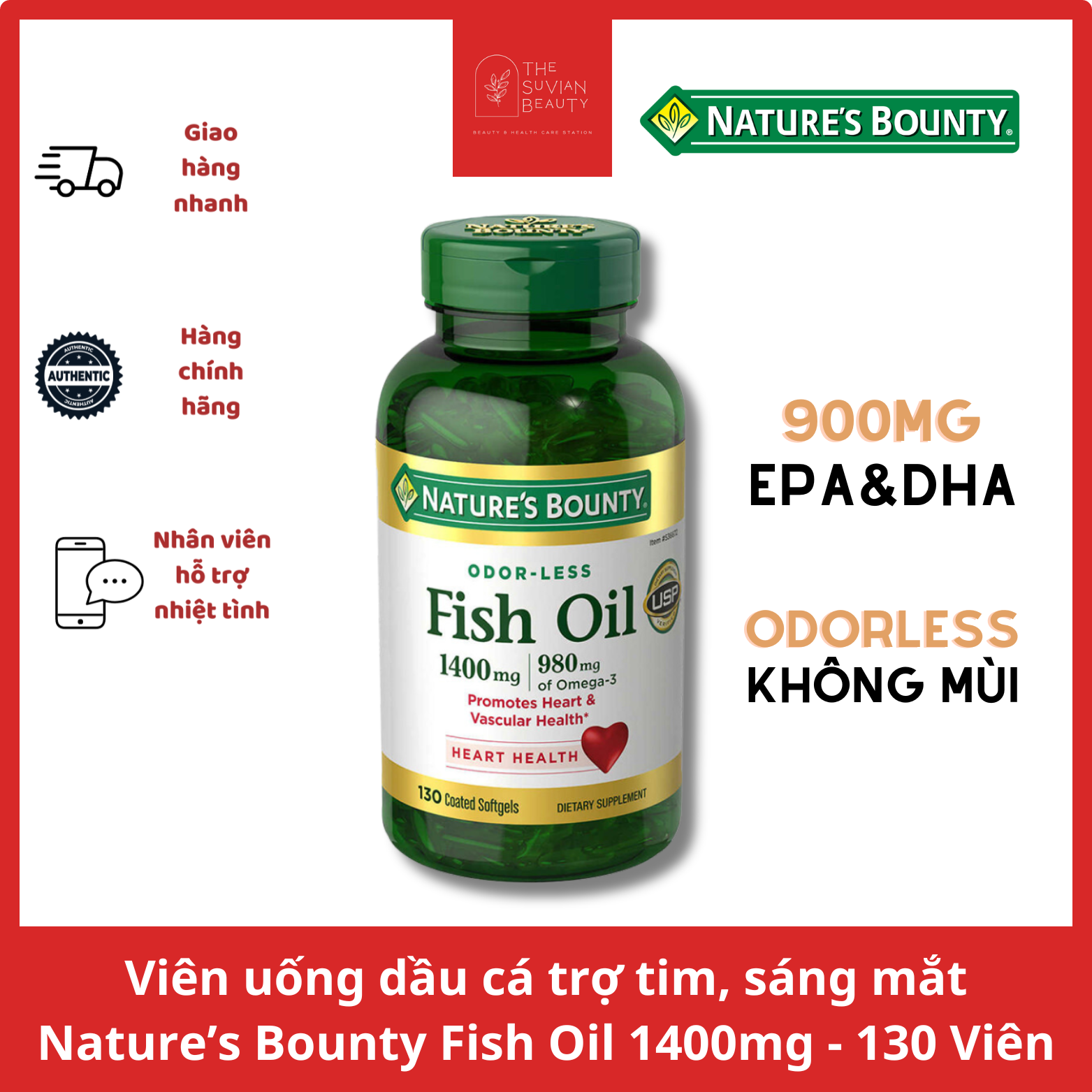 Nature s Bounty Fish Oil 1400mg good for heart and eyes - 130 softgel