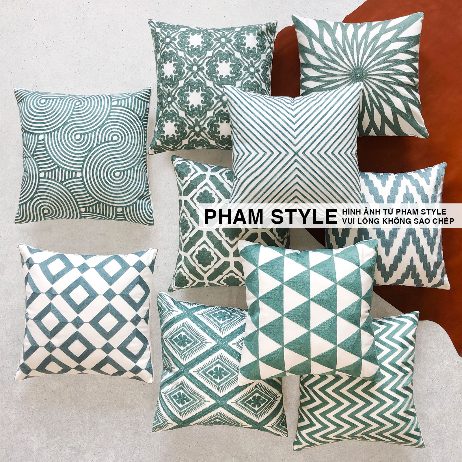 Vỏ Gối Sofa Embroider PHAM STYLE (45x45cm)
