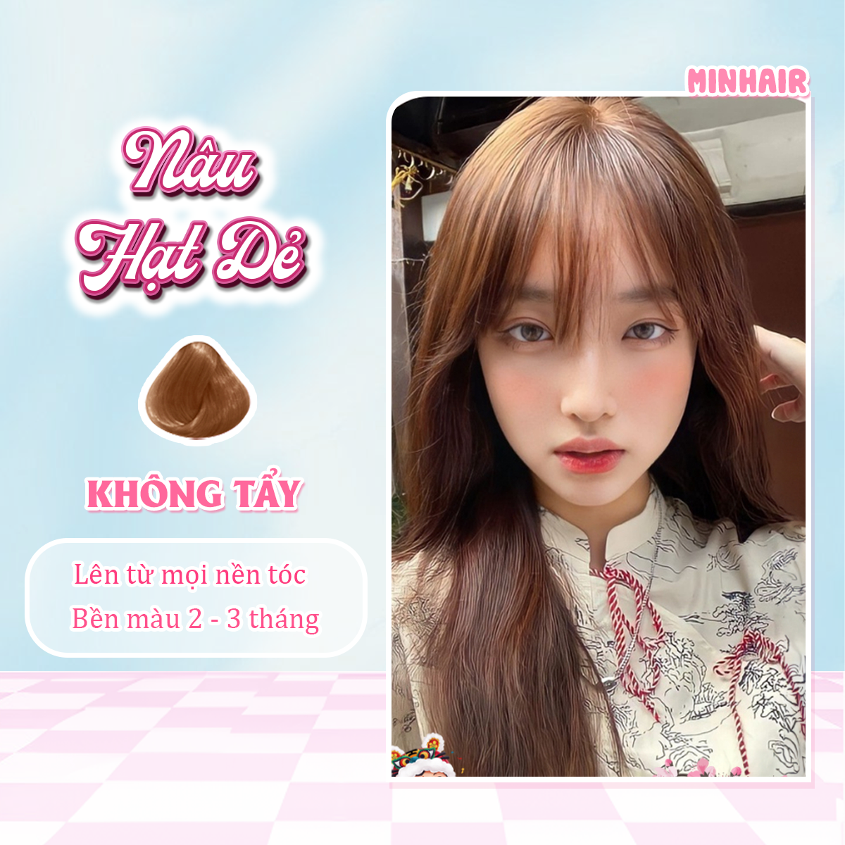 Thuốc nhuộm tóc thuốc nhuộm tóc màu Nâu Hạt Dẻ tặng kèm oxy trợ dưỡng và bao tay