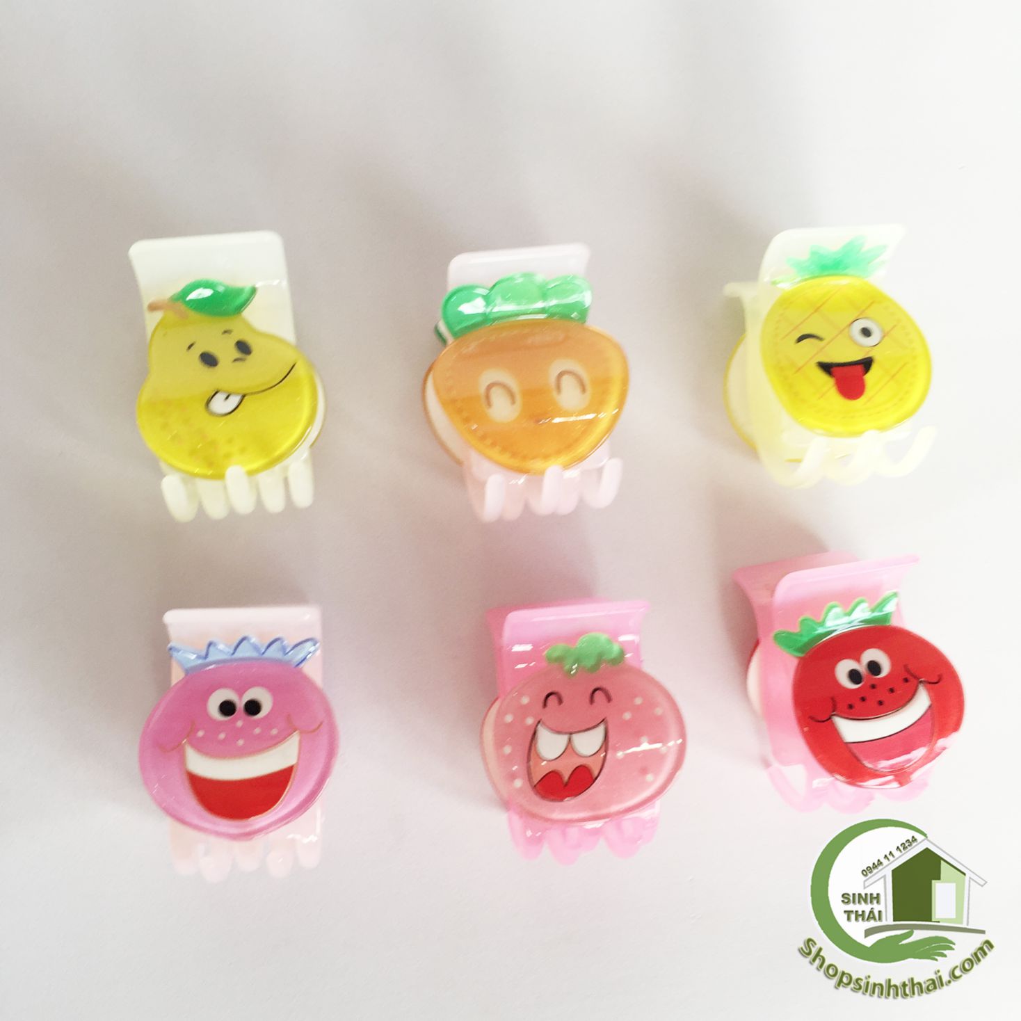 [HCM]Kẹp tóc càng cua hình trái cây mặt cười 3D - giao màu ngẫu nhiên