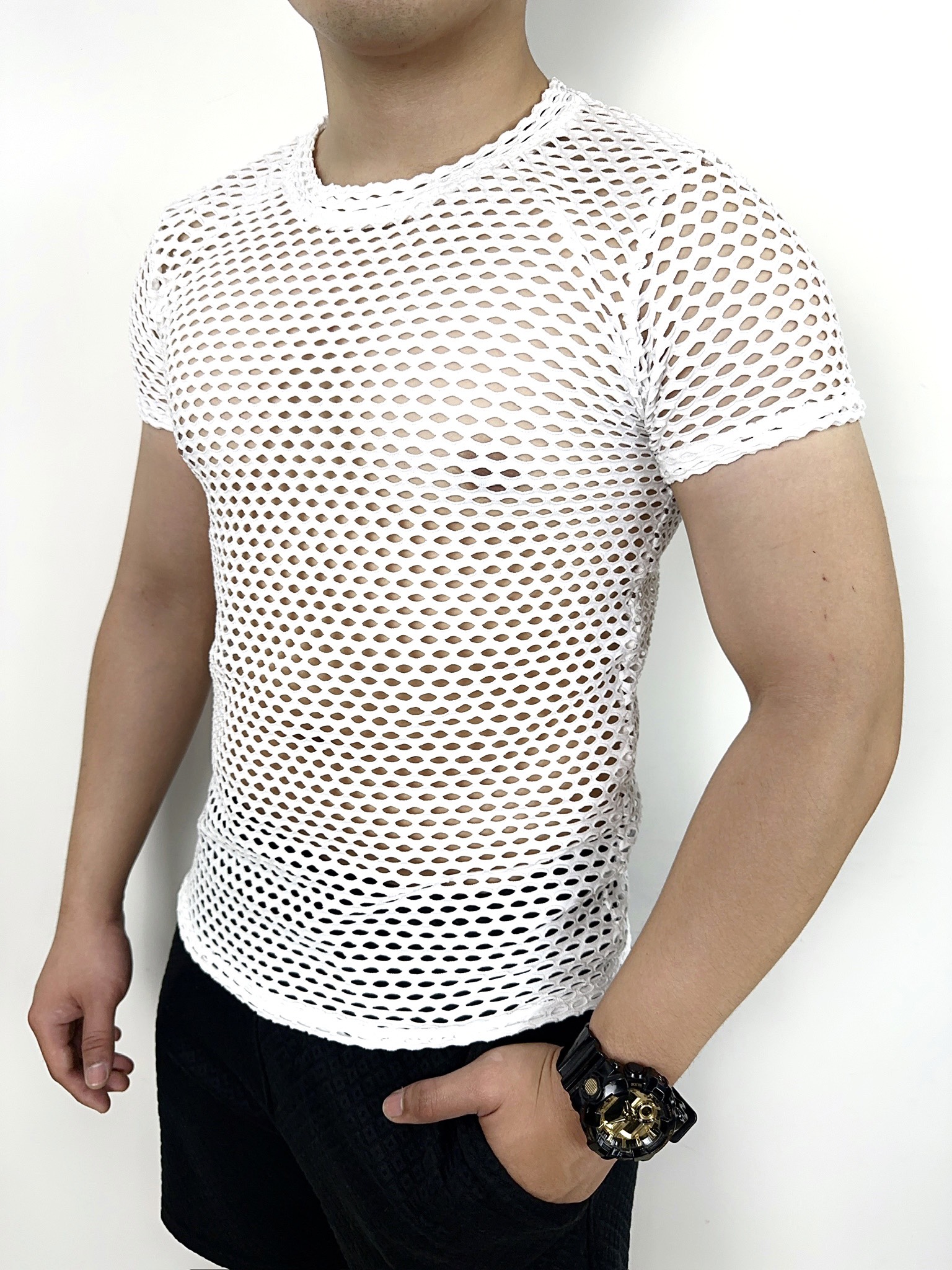 Áo thun tay ngắn lưới body độc quyền qcshop , đẹp , độc , lạ , mặc ko đụng hàng , giao hàng cod toàn quốc aln14