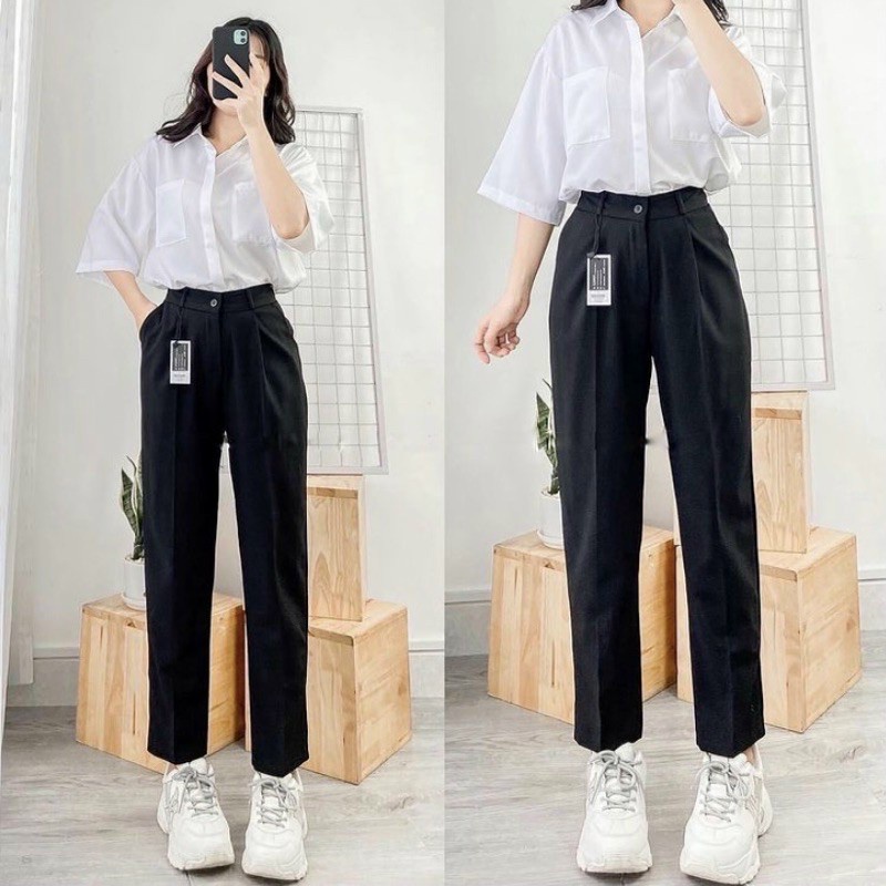 Quần tây học sinh nữ lưng cao học sinh sinh viên công sở đồng phục học sinh phong cách hàn quốc-