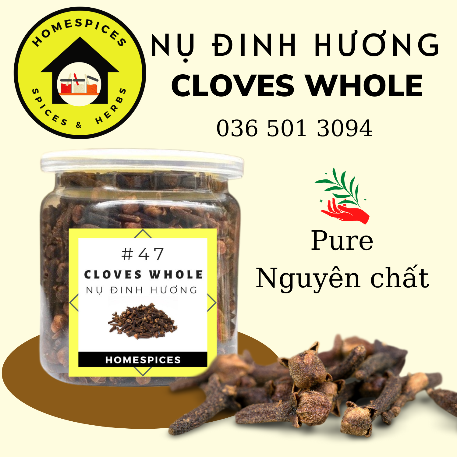 Đinh Hương nguyên nụ sấy lạnh- Indonesia Cloves whole - spices Homespices gia vị của mọi nhà - Thảo mộc, hương liệu và gia vị - đinh hương ống quế lá bay - gia vị nấu phở, món Trung - gia vị ăn kiêng - 33k