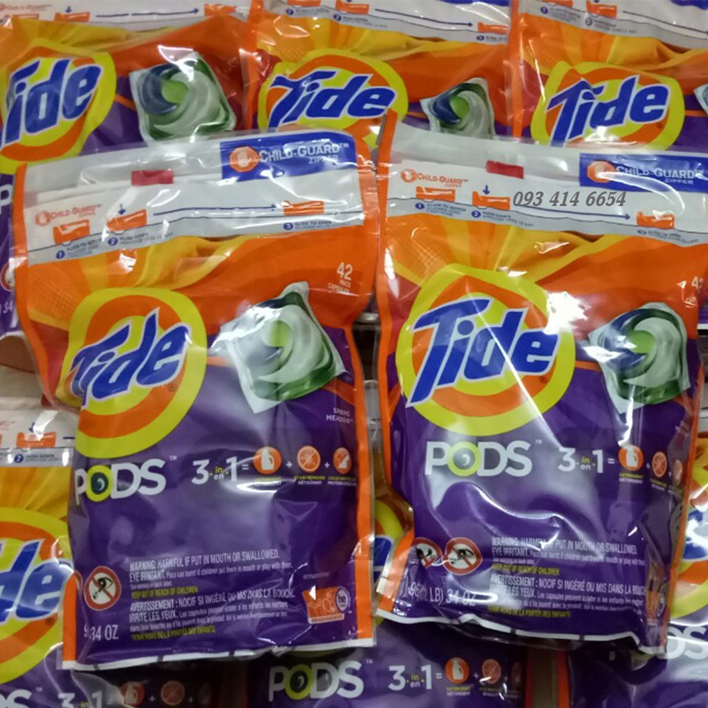 Viên giặt xả quần áo tide pods 3in1 42 viên - mỹ