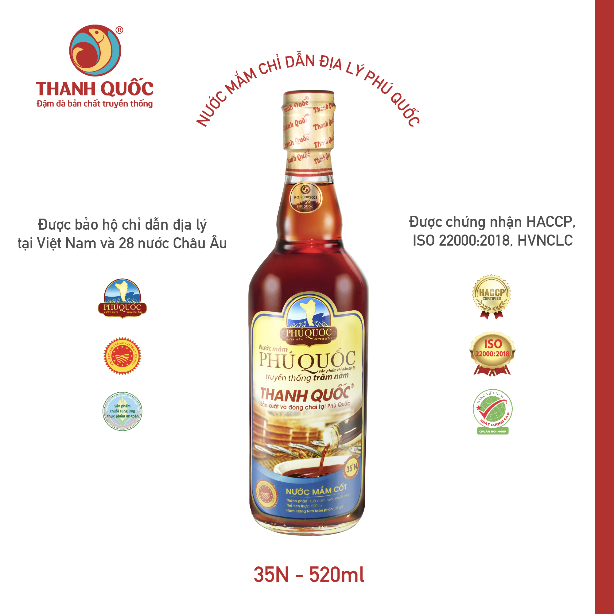 Nước mắm thanh quốc phú quốc 35/40/43 độ đạm 520ml