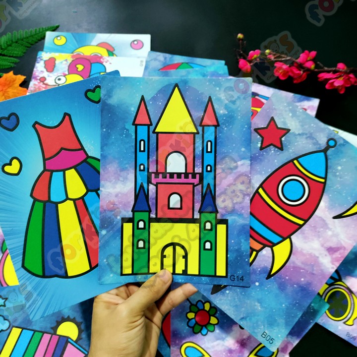 Tranh Cát, combo 10 Tranh Cát KHÔNG kèm cát, tranh trang trí DÀY ĐẸP, tranh thủ công, đồ chơi cho bé