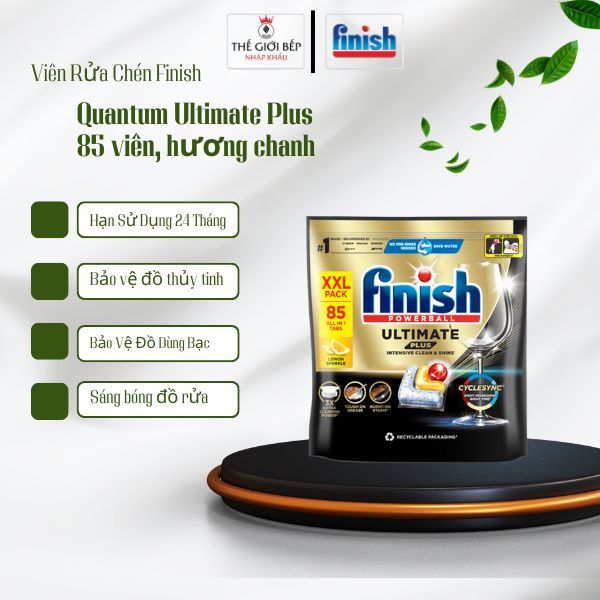 Viên Rửa Chén Finish Ultimate Plus Chính Hãng – Làm Sạch Tối Đa – Không Cần Tráng – Khử Mùi Hiệu Quả – Dùng Cho Mọi Loại Máy - BNK