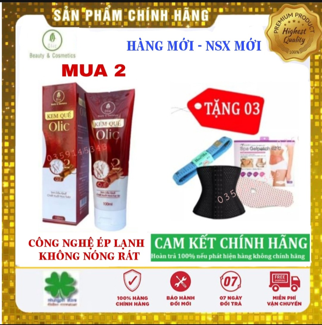 Combo 2 Hộp Kem tan mỡ Olic tặng đai nịt bụng, miếng dán tan mỡ và thước dây mẫu mới