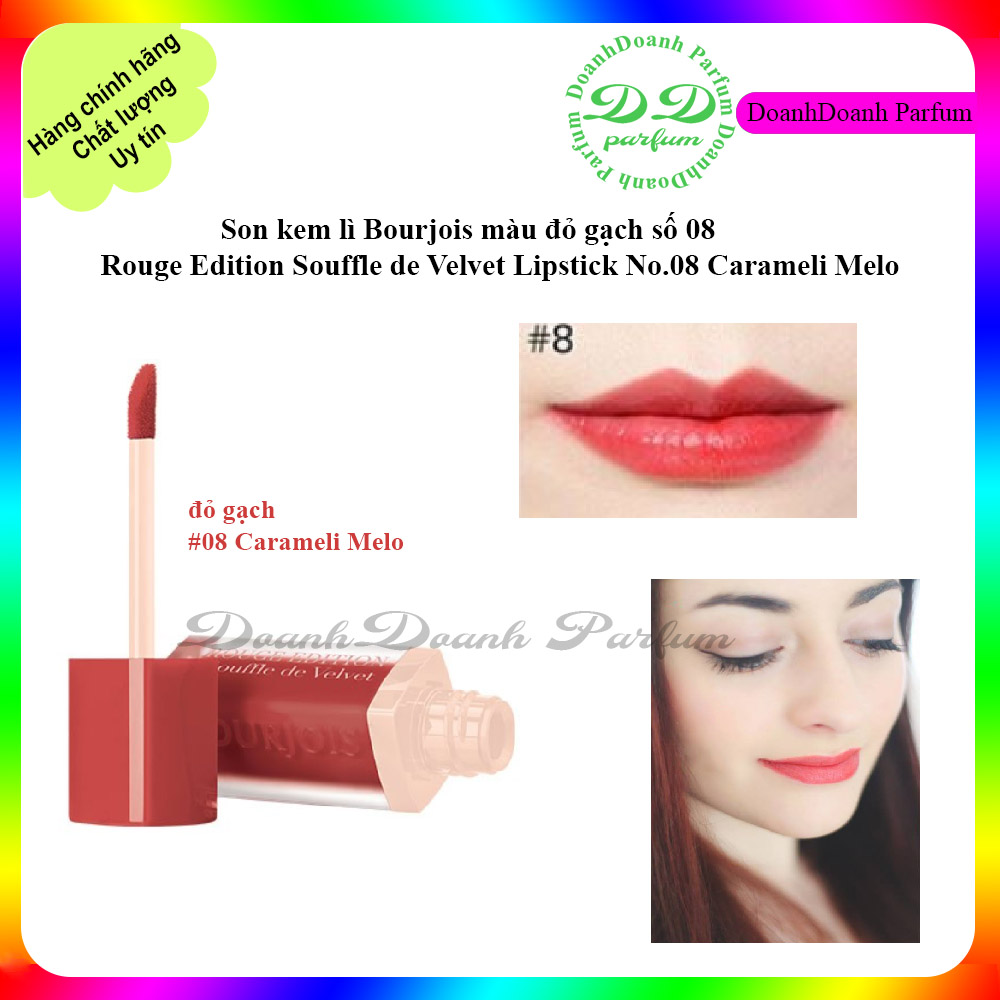 Son kem Bourjois - Rouge Edition Souffle de Velvet Lipstick - số 02 Coquelic'Oh / 05 Fuchsiamallow / 07 Plum Plum Pidou / 08 Carameli Melo