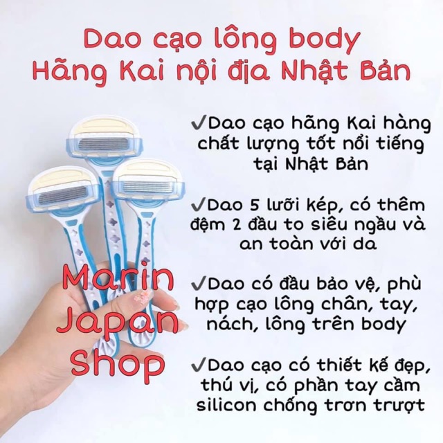 (Hàng Nhật,Hàng sịn sò) Dao chuyên dụng cao cấp để cạo lông Body hãng KAI hàng nội địa Nhật Bản