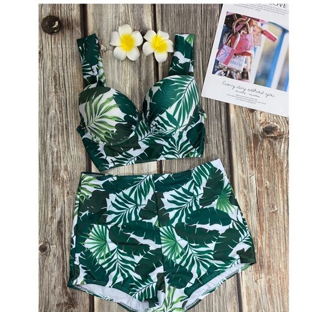 Bikini lá xanh mút dày nâng ngực