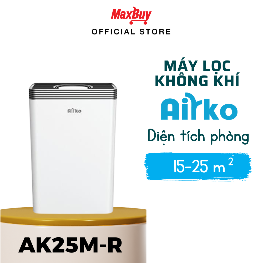 Máy lọc không khí airko diện tích phòng 15-25m² với 4 cấp độ và cấp ẩm bảo hành 24 tháng ak25m-r