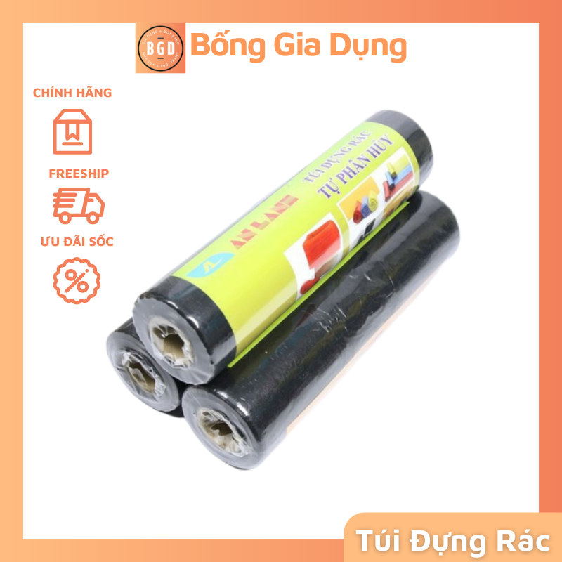 Combo 2 Cuộn Túi Bóng Nilon Đựng Rác Tự Phân Hủy Kích Thước 45x50 cm Không Rỉ Nước Bốc Mùi