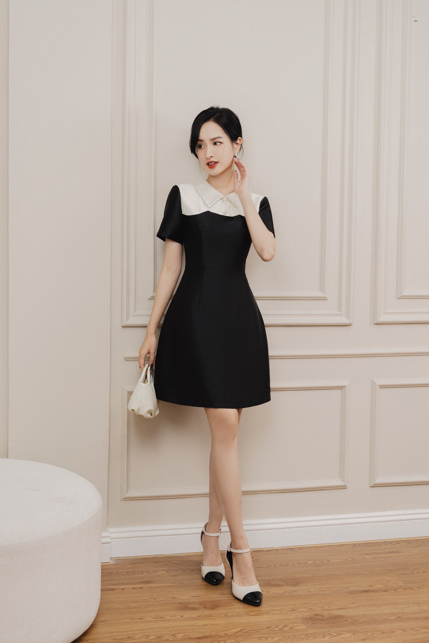 Váy phối cúp lượn cổ sen vuông tiinstore vhn750