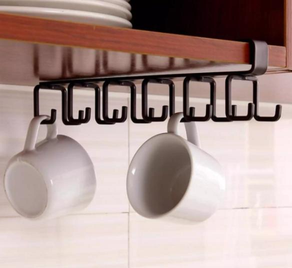 (HÀNG TỐT) GIÁ TREO ĐỒ 12 MÓC KIM LOẠI CÀI DƯỚI TỦ(MÀU ĐEN 12 MÓC) - TREO ĐỒ NHÀ BẾP CỰC THÔNG MINH - DỤNG CỤ TREO ĐỒ NHÀ BẾP CỰC ĐẸP
