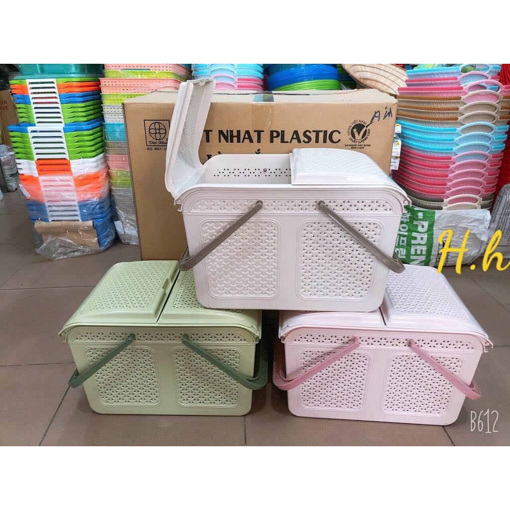 Giỏ nhựa đi sinh đa năng có nắp mở rộng tiện lợi, Làn đựng đồ sơ sinh cho bé