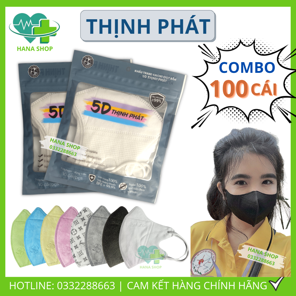 Set 100 Cái Khẩu Trang 5D Mask THỊNH PHÁT Đựng Túi Zip Tiêu Chuẩn 3 Lớp Kháng Khuẩn