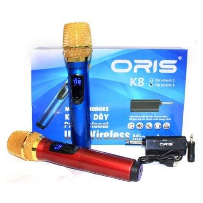 Bộ 2 micro karaoke không dây oris k8 pin sạc hàng chính hãng âm thanh hay
