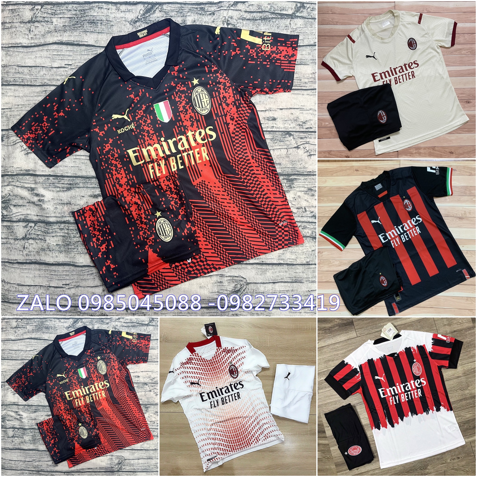 Áo bóng đá-áo đá banh clb ac milan- mẫu mới -thun thái cao cấp