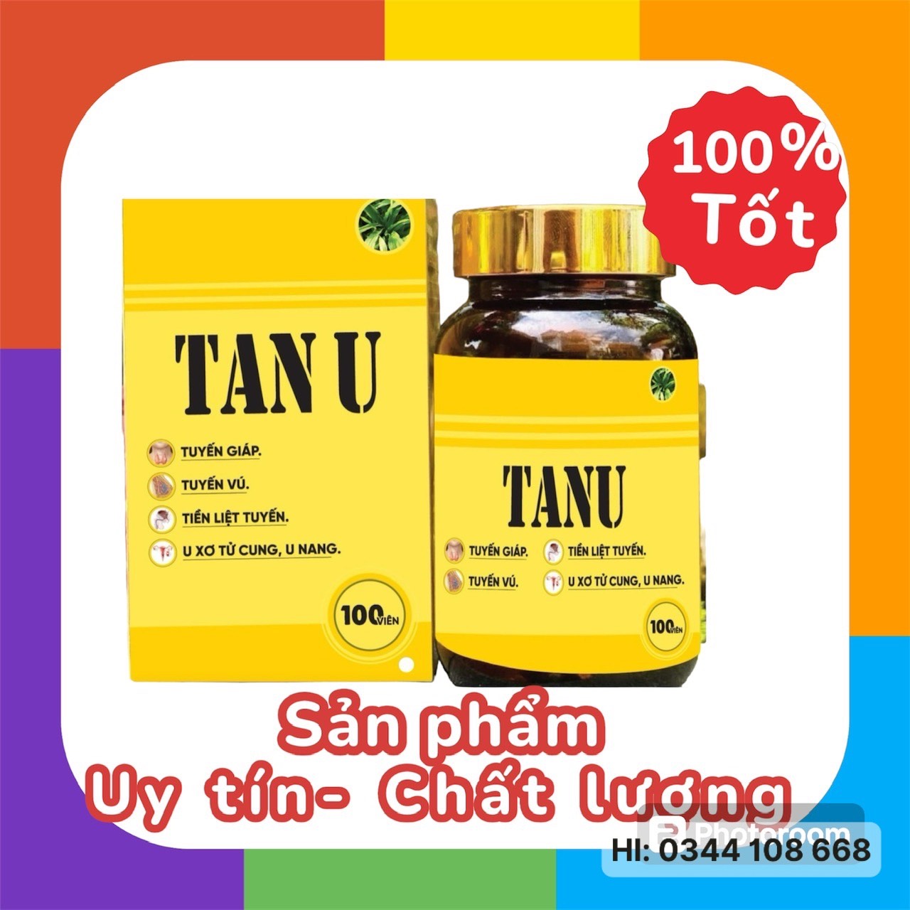 3 hộp TAN U Thảo Dược, giải pháp đơn giản trị tận gốc chân của mọi loại U Bướu trên cơ thể như U giáp, U vú, U sơ u nang, U tiền liệt tuyến, U mỡ... lọ 100 viênviên