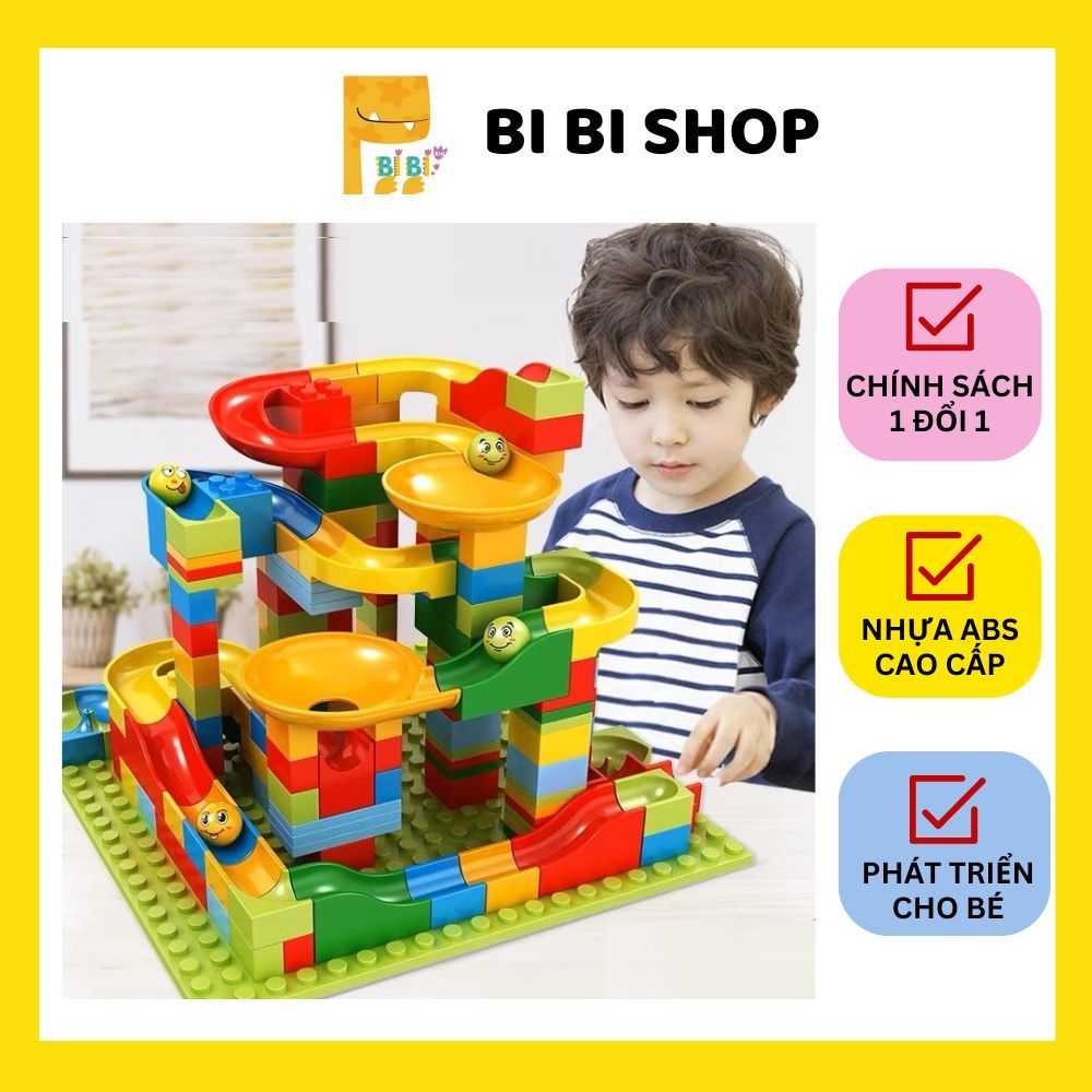 Đồ chơi lắp ghép lego cầu trượt thả bi cho bé ghép hình sáng tạo