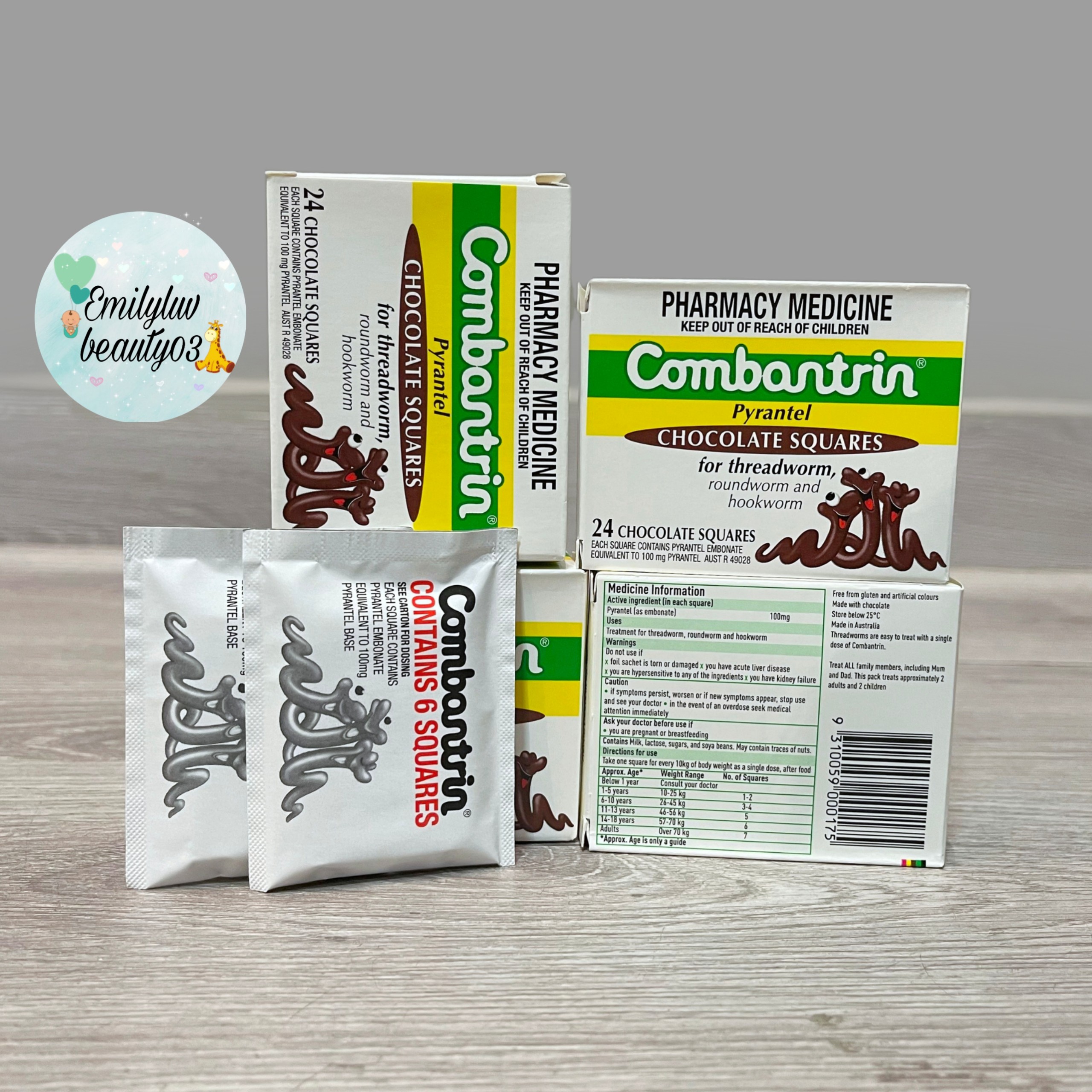 Kẹo xổ giun vị socola Combontrin Úc