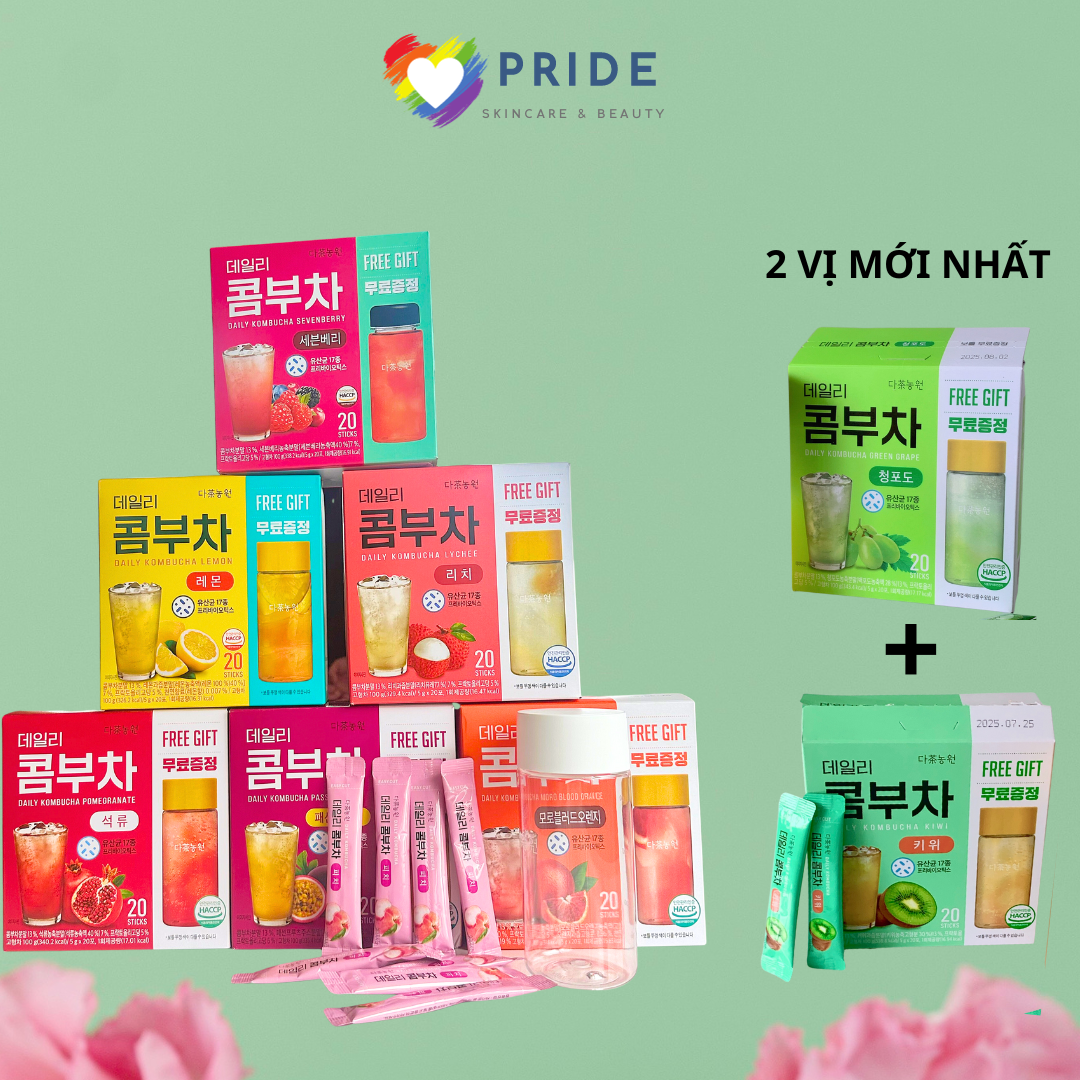 Trà kombucha daily hàn quốc - nhiều hương vị thơm ngon - tặng kèm bình đựng nước