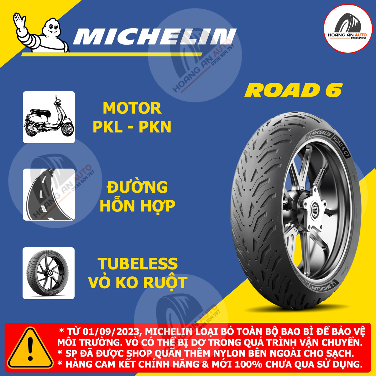 Vỏ lốp xe michelin road 6 cho pkl 120/70zr17, 160/60zr17 và 190/55zr17, giá 1 cái